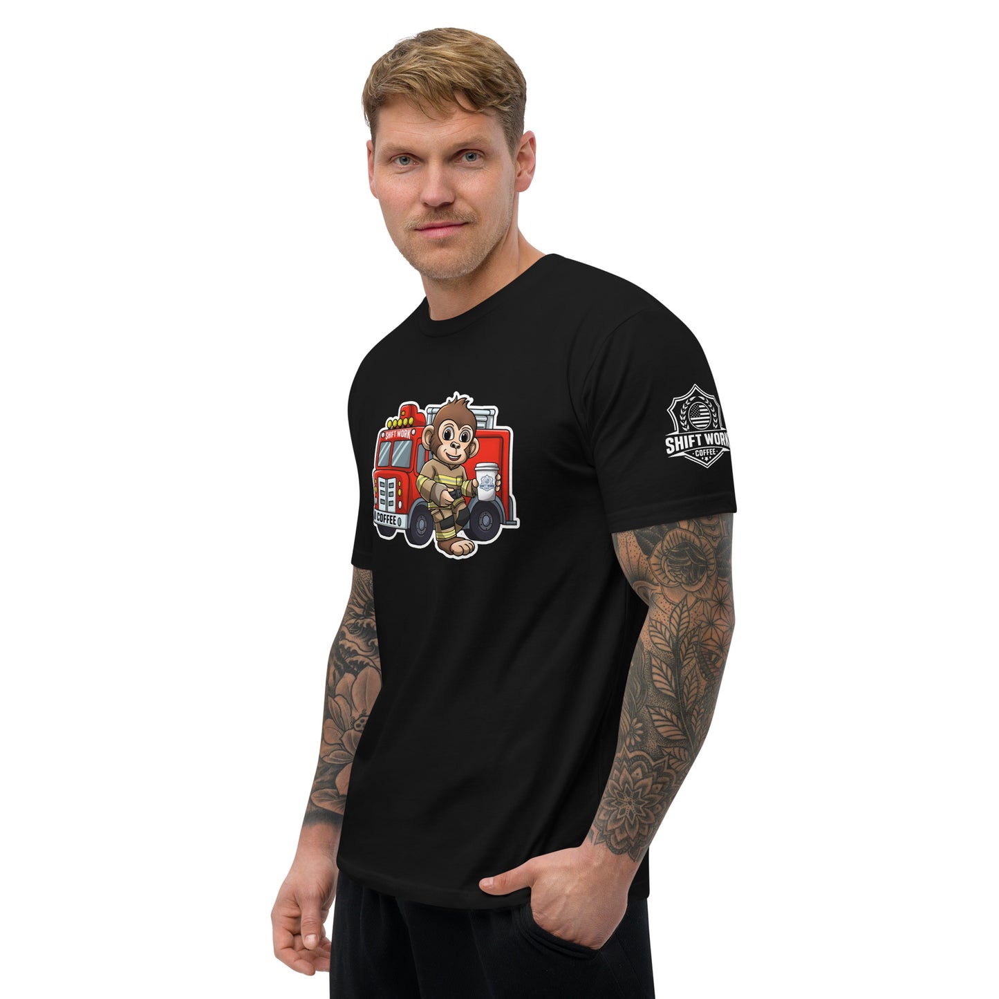 SWC Men's Athletic Fit T-Shirt: Fireman Monkey